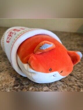 Anirollz Cup Noodles Nissin Soup orange Cat roll Kitty Plush 5" Soft Plush Toy